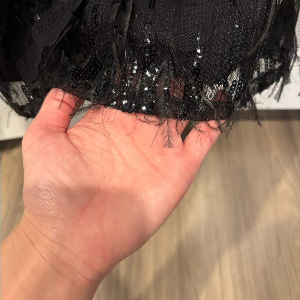 WORN ONCE - Black Plunge Sequin Dress - Picture 10 of 12